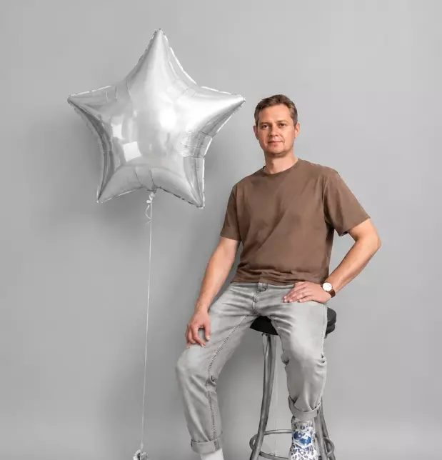 Шар звезда фольгированный (30"/76-80 см) любого цвета